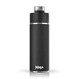 Ninja DW2401BK Thirsti 24oz Travel Water Bottle, For Carbonated Sparkling Drinks, Colder and Fizzier Longer, Leak Proof, 24 Hrs Cold, Dishwasher Safe, Stainless Steel Insulated Tumbler, Onyx Black