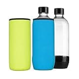 kwmobile Neoprene Cover Compatible with Soda Stream Duo/Terra - Cover Cooler for Glass Bottle - Set of 2, Light Blue/Yellow