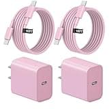 10 Ft iPhone 16 15 Charger Fast Charging USB C Charger Block Type C Chagrer Fast Charging 2-Pack for iPhone 16/16 Plus/16 Pro/16 Pro Max/iPhone 15/15 Pro Max/Samsung(Pink)