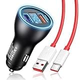 Car Charger SuperVOOC 100W 80W for OnePlus 13 13R 12R 12 11 10t 10 Pro, 65W Warp Charger for OnePlus Nord N30 N100 Open Pad 9 Pro 8 7T 6T 6 LED Display Dual USB Car Charger Adapter 3.3FT Fast Cable