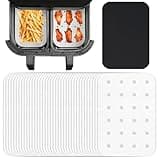 INFRAOVENS Air Fryer Parchment for Instant Vortex Plus XL 8qt ClearCook Airfryer,Paper Liner Air Fryer Accessories for 2 Basket, Dual Basket, Two Drawer Instant Pot Air Fryer with NonStick Liner