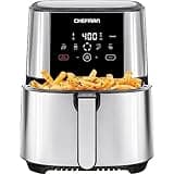 Chefman TurboFry Touch Air Fryer, Large 5-Quart Family Size, One Touch Digital Control Presets, French Fries, Chicken, Meat, Fish, Nonstick Dishwasher-Safe Parts, Automatic Shutoff, Stainless Steel