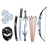 SENSORY4U Ninja Toy Weapons Dress-Up Kit - 15-Piece Set with Sword, Knife, Throwing Stars, Bow & Arrow for Kids - Complete Ninja Warrior Accessory Set