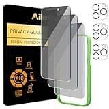 Ailun 3Pack Privacy Screen Protector for iPhone 16 Pro [6.3 inch]+3Pack Camera Lens Protector,Dynamic Island Compatible,Anti Spy Tempered Glass[9H Hardness]- HD[6 Pack]