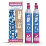 Soda Sense 60L Easy Connect CO2 2 Pack Canister Refill, Compatible w/SodaStream Quick Connect Soda Makers Only [ART, TERRA & DUO]