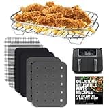 Accessories for Ninja Dual 2 Basket Air Fryer 10 QT DZ401 & 8 QT DZ201, Racks for Foodi Dual Zone, Reusable Liner Sheets for Double Airfryer, 9pcs Kitchen Accessory Set with Recipe Book by INFRAOVENS