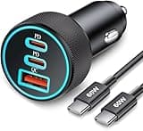 67W 3-Port Super Fast Type C Car Charger USB C for Samsung Galaxy S25 S24 S23 S22 S21 Ultra A54 A53 A15, iPhone 16/15 Pro Max, Android, PD/QC Car Adapter Accessories for Men Women + 3FT USB-C Cable