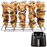 INFRAOVENS Air Fryer Rack for Ninja AF141 Air Fryer Pro 4-in-1 5qt Stainless Steel Accessories for AF140, AF 141 Airfryer Skewer Stand, Kabobs and Rib Barbecue BBQ Rack, Air Fryer Accessories