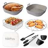 Air Fryer Accessories Fit for Instant Vortex Plus 6 Quart Air Fryer, Cosori 5.8QT 6QT, PowerXL 7QT, Gourmia, Nuwave, Cuisinart, Including Rack & Skewers, Etc